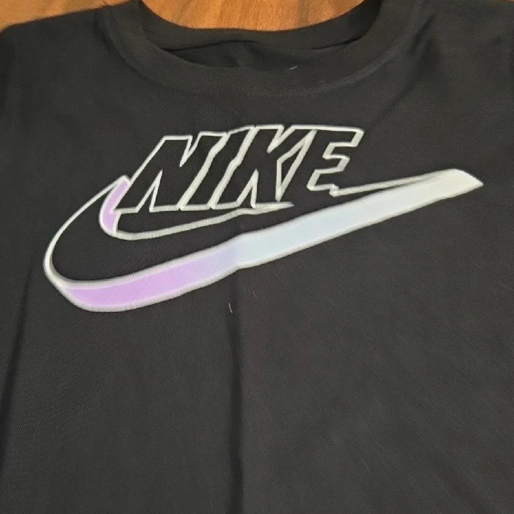 Nike Black Tee and Leggings Set with White & Lavender Swoosh - Picture 5 of 8